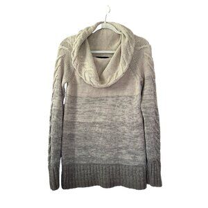 Vintage Vibes Limited Y2K Women S Sweater Cowl Neck Ombré Beige Gray Chunky Knit